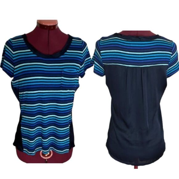 The Limited Women's Blue Striped Pocket Tee Size Medium - Picture 1 of 12